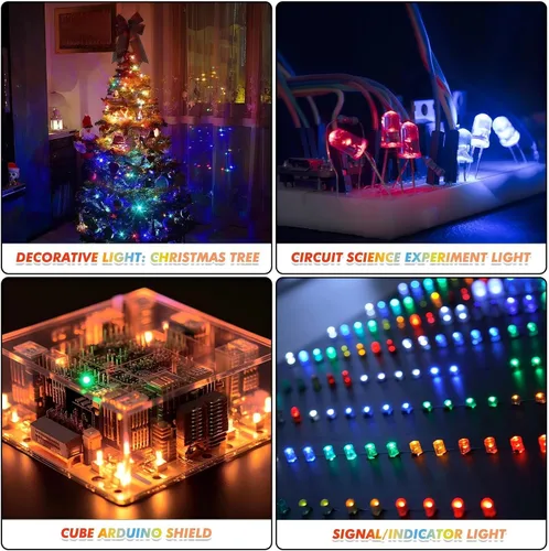 Vista 7 de EBOOT Kit surtido de 100 bombillas LED transparentes, diodos de emisión de luz, 0.2 pulgadas (5 colores)