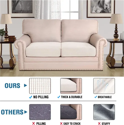 Vista 26 de H.VERSAILTEX - Fundas elásticas para cojín de sofá individual, fundas de asiento para silla de sofá, protector de cojín con tejido jacquard de sarga
