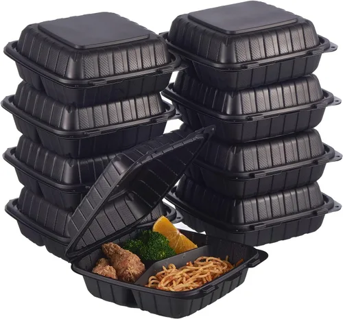 Vista 8 de Jaluxing 100 unidades de contenedores desechables de plástico transparente con bisagras para llevar alimentos, 15 cm de ancho, envases desechables