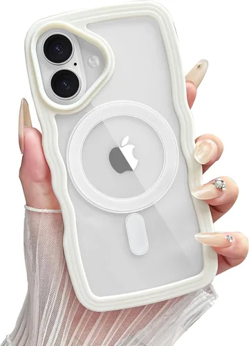 Vista 45 de Yeddabox Magsafe - Funda compatible con iPhone 13, diseño de ondas, lindo marco de colores de caramelo con ondas de agua, a prueba de golpes