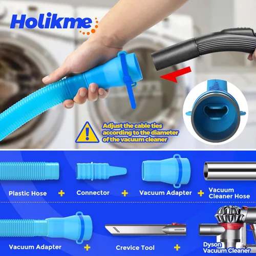 Vista 2 de Holikme - Kit limpiador de ventilación para secadora, accesorio para manguera de vacío, 1 unidad, azul 1P-azul