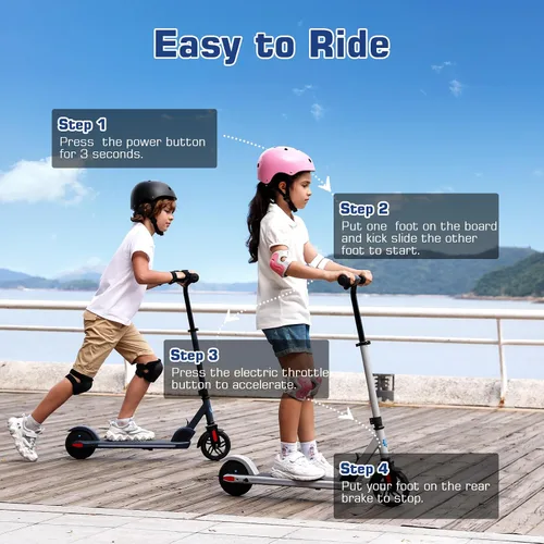 Vista 8 de [Usado] Caroma E35 Kids Electric Scooter for Ages 8-12, 150W Motor Up to 7 Miles Range & 10 MPH Speed, LED Display, Colorful Rainbow Lights Rojo
