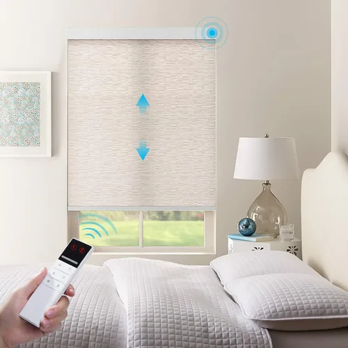 Vista 11 de ACMEART Persianas opacas motorizadas para ventanas, persianas enrollables eléctricas recargables con control remoto, persianas inteligentes que