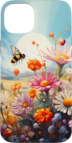 Vista 9 de Funda para iPhone 13 Pro Lively Bee en Sunny Meadow of Wildflowers