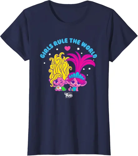 Vista 33 de DreamWorks Trolls Band Together - Camiseta para niñas con leyenda "Rule", diseño Negro