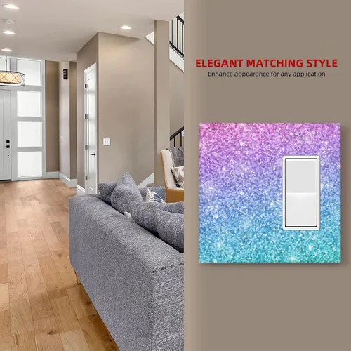 Vista 6 de Cubierta para interruptor de luz, placas de pared rosa y azul, 2 bandas, 1 paquete
