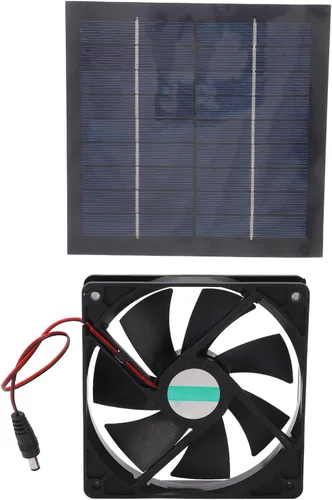 Vista 2 de plplaaoo Ventilador solar de 20 W, impermeable IP65, tasa de conversión del 20%, negro, para exteriores, diseño moderno, ventilador de escape