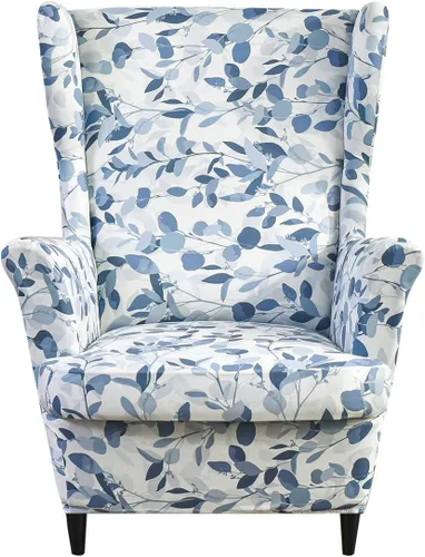 Vista 9 de NILUOH Funda para silla Wingback, 2 piezas, fundas elásticas de elastano para silla con respaldo de ala, funda lavable para sillones con respaldo