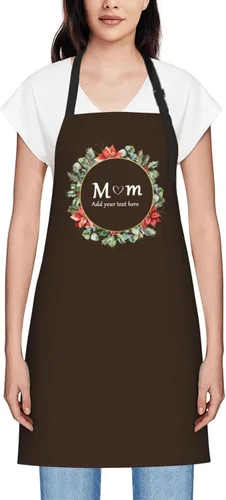 Vista 44 de Delantales personalizados para mujer, diseño de delantal de chef ajustable con nombre, textos, fotos, flores, regalos para el día de la madre