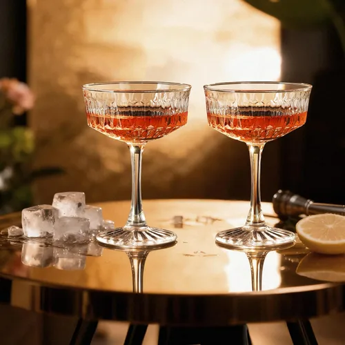 Vista 6 de VIMERPA Copas de Cupé, Juego de 4 Copas de Martini, Copas de Champán Vintage, Copa de Martini Grande de 8oz, Copa de Cóctel de Estilo Retro