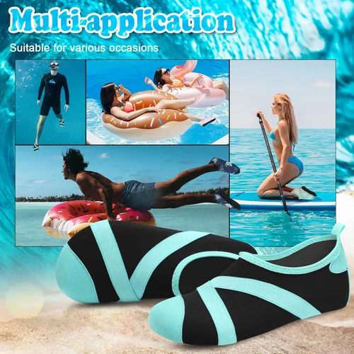 Vista 7 de VIFUUR Zapatos de agua para hombre y mujer, calcetines acuáticos de secado rápido para playa, natación, yoga, deportes al aire libre