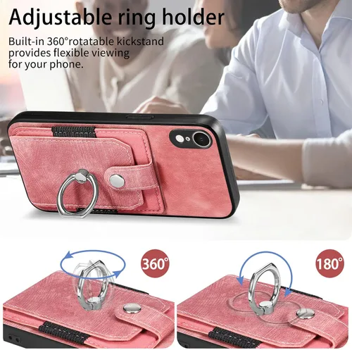 Vista 7 de Asuwish Funda de teléfono para iPhone XR 6.1 con protector de pantalla de vidrio templado y soporte de anillo delgado para tarjetas de crédito