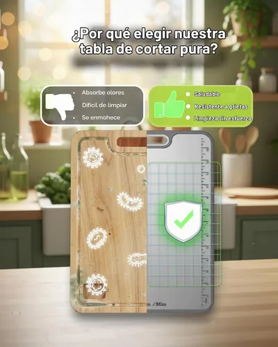 Vista 5 de Tabla de cortar de titanio para cocina: regla de medición integrada, tabla de cortar de metal grande de doble cara, tabla de cortar apta
