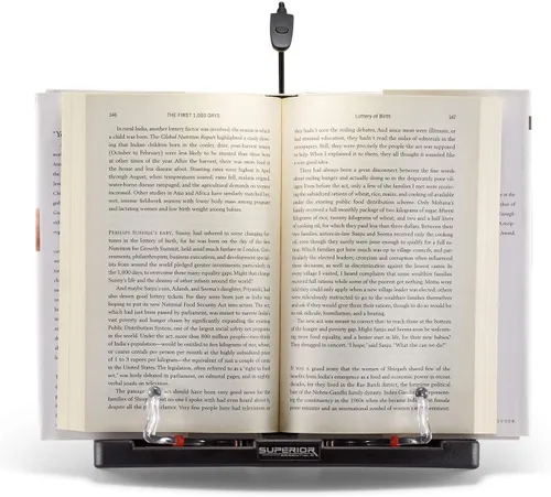 Vista 4 de Superior Essentials Soporte para libros para leer manos libres, soporte para libro de recetas para encimera de cocina y clips de página, ideal
