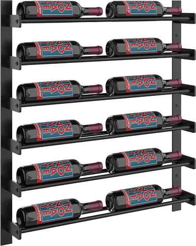 Vista 14 de VintageView Evolution Wine Wall 30 3C - Estante moderno para vino (54 botellas, negro mate/bronce dorado)