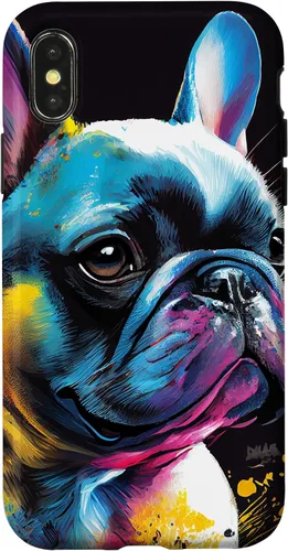 Vista 5 de French Bulldog Puppy Colorful Illustration Graphic Case for iPhone 17