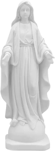 Vista 12 de Estatua de Nuestra Señora de Gracia – Figura de 8.5 pulgadas, decoración religiosa católica de resina para altar del hogar, mesa de oración, Azul