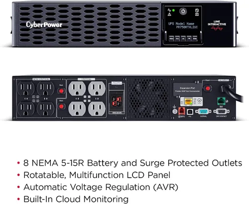Vista 3 de CyberPower PR750RTXL2UC Aplicación inteligente Sinewave UPS Respaldo de batería