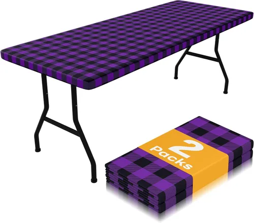 Vista 24 de Smiry Mantel de Mesa de Picnic Paquete de 2, Manteles Ajustables Elásticos Impermeables para Mesas Rectangulares de 18 x 72 pulgadas, Mantel