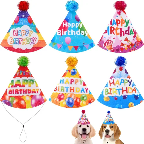 Vista 12 de 6 sombreros de fieltro para fiesta de cumpleaños para perros pequeños, cachorros, gatos