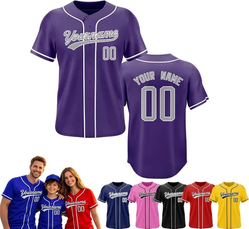 Vista 7 de Camiseta de béisbol personalizada, nombre del equipo, número de equipo, logotipo, camisetas impresas cosidas, uniformes deportivos, regalos