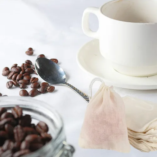 Vista 8 de TamBee Bolsa de té de malla con cordón de 3 x 4 pulgadas, bolsa de filtro de té reutilizable