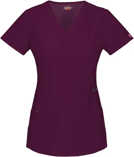 Vista 7 de Dickies Xtreme Stretch Mujer Scrubs Top Mock Wrap 85956 Negro