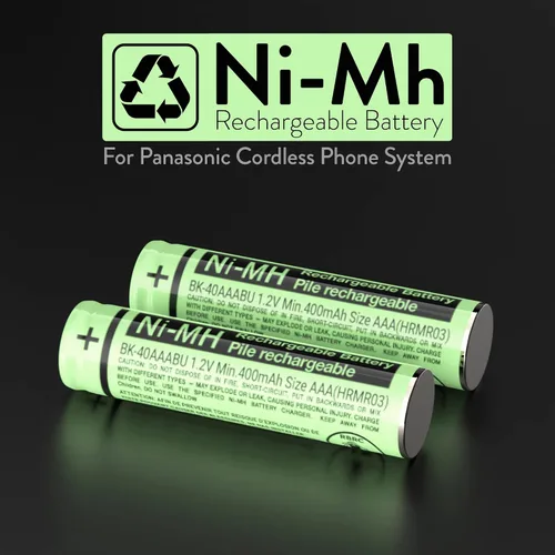 Vista 3 de RocketBus 2 paquetes de baterías de repuesto BK-40AAABU de 1.2V 400mAh para teléfono inalámbrico Panasonic