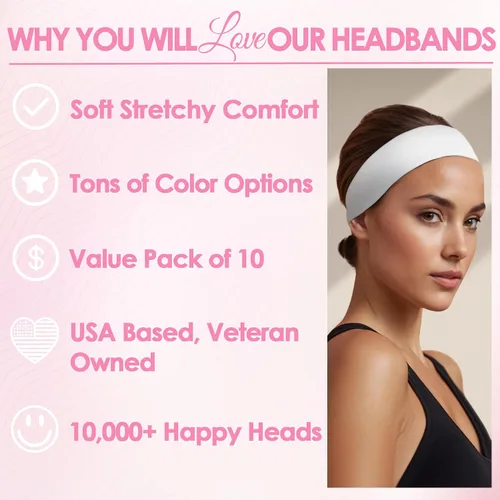 Vista 19 de Styla Hair - 10 diademas de yoga (algodón elástico, multifunción)