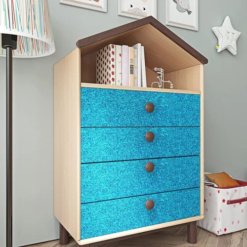 Vista 6 de FunStick Papel Tapiz con Purpurina Azul Océano Adhesivo y Despegable Autoadhesivo Papel de Contacto con Purpurina Azul Brillante Decorativo