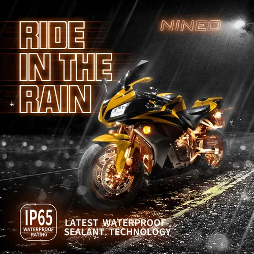 Vista 3 de NINEO 8 tiras de luces LED RGB para motocicleta, multicolor neón con control remoto inteligente, compatible con Carts Trikes Cruiser Scooter ATV