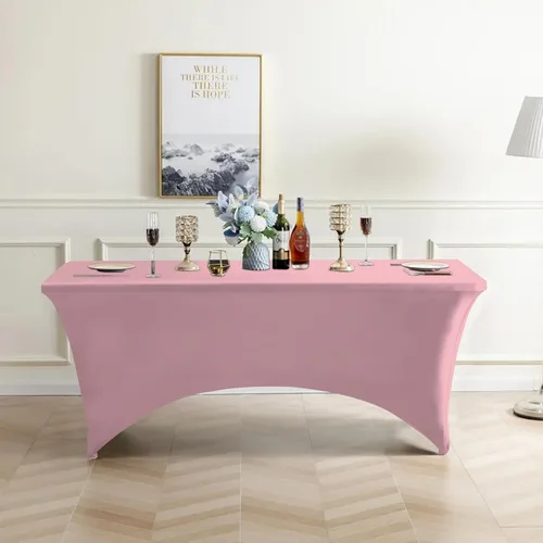 Vista 6 de Eurmax USA - Fundas/manteles rectangulares ajustables de elastano de 6 pies, mantel elástico para mesas de eventos de bodas, decoraciones de mesa