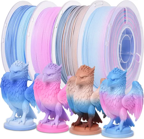 Vista 38 de Silk Rainbow 3D Printer Filament 1.75mm Multi-Color PLA Filament Fast Color Change Candy Color 3D Printing Filament, 1kg Spool Color caramelo