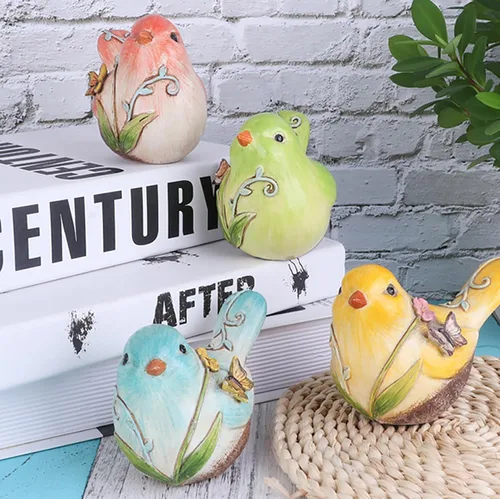 Vista 4 de Estatuas de pájaros de resina, figuras de pájaros pintadas a mano, estatua de pájaro, decoración de estante, escultura de animales divertidos