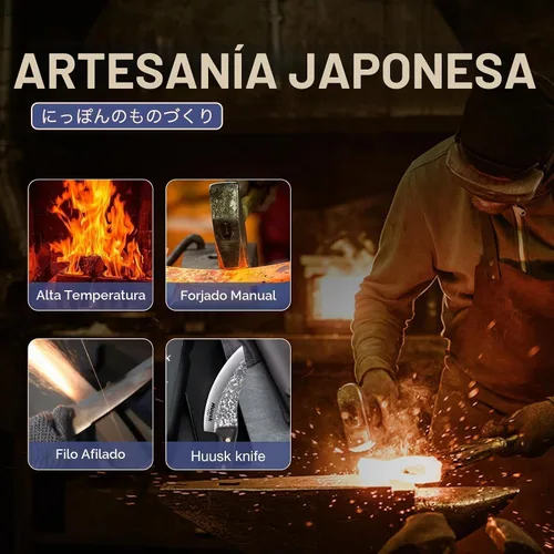 Vista 3 de Huusk Mini cuchillo japonés, cuchillos de carne pequeños con funda
