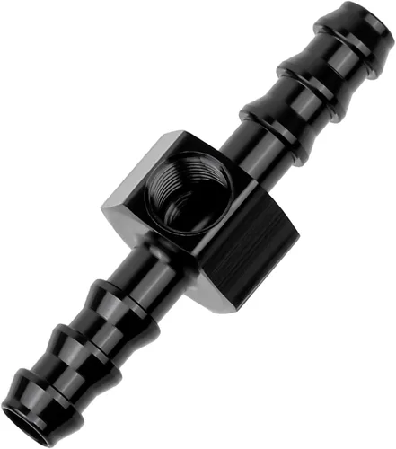 Vista 7 de EVIL ENERGY Adaptador de montaje de manómetro de combustible de 1/2 púa con puerto de medidor de sensor NPT de 1/8 "Aluminio Negro