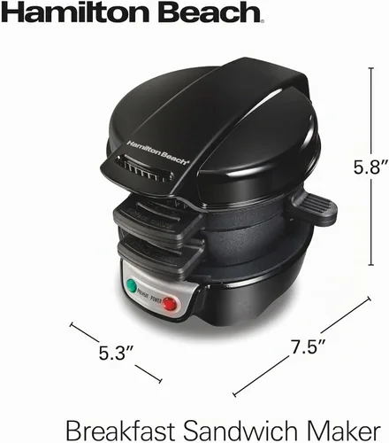 Vista 8 de Hamilton Beach Sandwichera de desayuno con anillo para cocinar huevos, ingredientes personalizados, perfecta para magdalenas inglesas, croissants