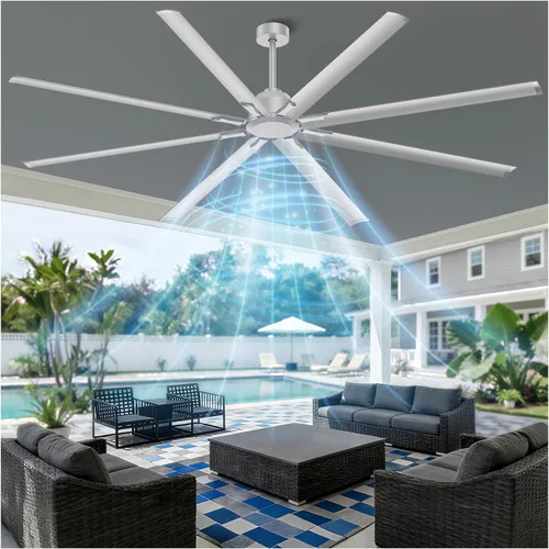 Vista 10 de [HVLS] Ventilador de techo industrial de 96 pulgadas, ventilador de techo comercial extra grande de gran tamaño, 8 aspas de aluminio, motor CC