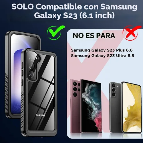 Vista 2 de Temdan Funda para Samsung Galaxy S23, Impermeable con Protector de Lente y Pantalla Incorporado [Cuerpo Completo Resistente a Golpes][Resistente a