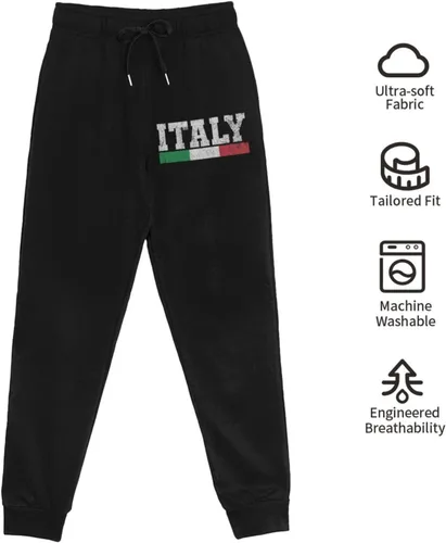 Vista 8 de TEEMAD Pantalones deportivos con la bandera italiana de Italia, pantalones deportivos de moda con bolsillos para hombre