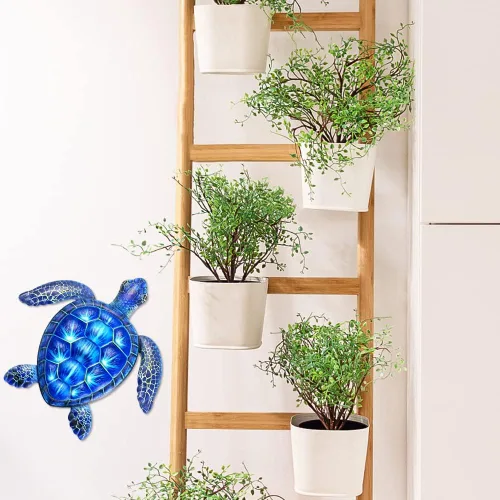 Vista 5 de Surakey Decoración de pared de tortuga marina de metal, decoración de pared de tortuga marina, adorno colgante de animales para el hogar