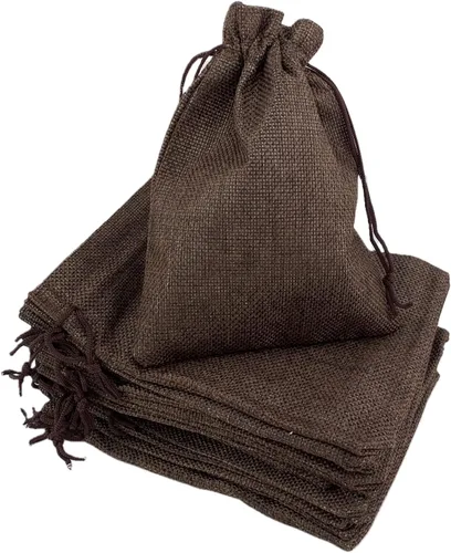 Vista 29 de Palmhomee Paquete de 20 bolsas de regalo de arpillera con cordón, bolsas de joyería de lino, bolsas de yute de boda para joyas y bolsas