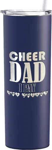 Vista 11 de Cheer Dad I Pay She Cheers - Vaso de acero inoxidable con tapa aislada, color negro