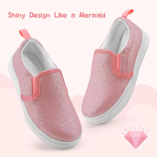Vista 2 de Zapatos deportivos de lona sin cordones para niños y niñas pequeños para caminar, mocasines casuales de tenis para niños pequeños