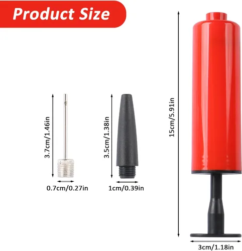Vista 2 de Kit de inflador de mano de 3 piezas, bomba de aire de bola con aguja, boquilla, perfecto para voleibol, baloncesto, fútbol, waterpolo, juego inflable