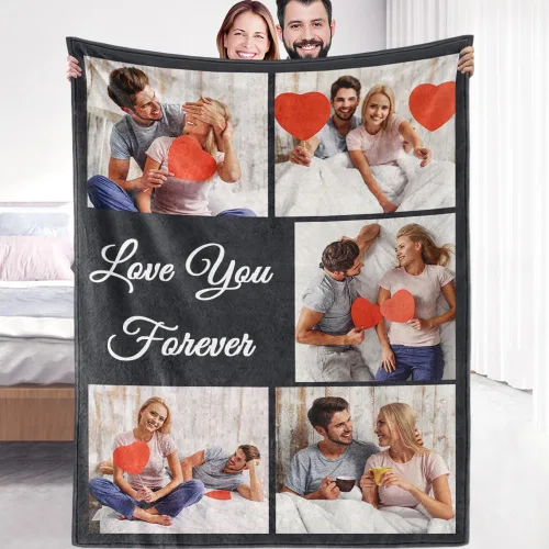 Vista 18 de Manta de Forro Polar Sherpa con Foto Personalizada - Suave, Cálida, Esponjosa - Regalos Personalizados para Parejas, Novio, Novia - Manta con Imagen