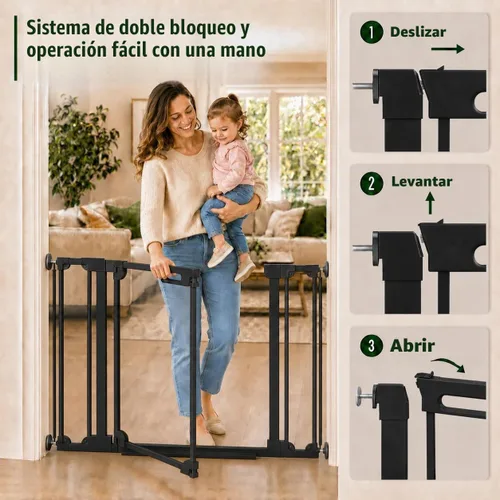 Vista 4 de WAOWAO Puerta transparente para bebés para escaleras, diseño moderno, acrílico con cierre automático, puerta para mascotas, 29.52-37.79 pulgadas
