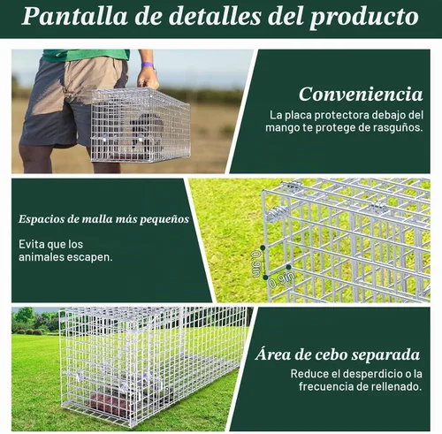 Vista 3 de Trampa para animales vivos de 25 pulgadas, jaula resistente para gatos