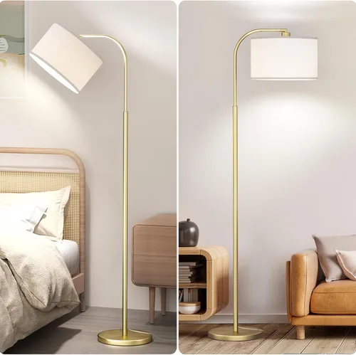 Vista 5 de Lámparas de pie de arco para sala de estar con 3 temperaturas de color, lámpara de pie moderna para leer con bombilla de 9 W incluida, lámpara