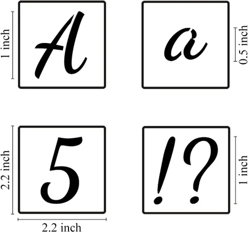 Vista 6 de Plantillas de letras del alfabeto de 1 pulgada para pintar, paquete de 70 plantillas de letras y números con letreros para pintar sobre madera
